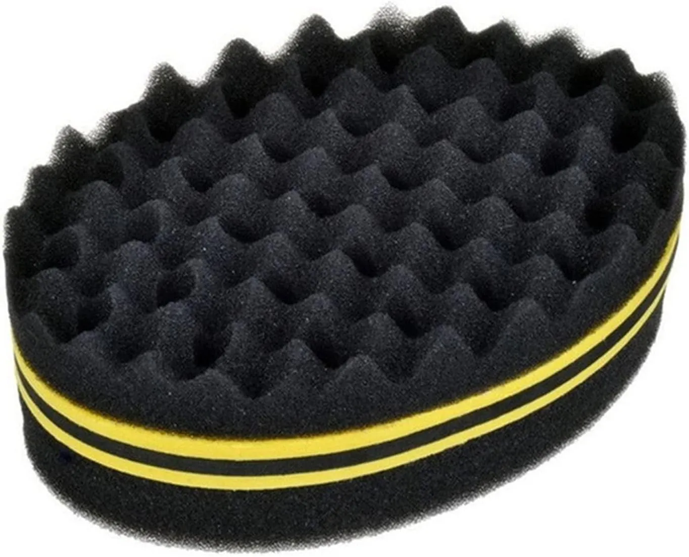 Oval Sponge Hair Brush Double Sided Hair Curler Wave-Shaped Hair Curl Magic Twist Hair Brush Sponge Hair Styling Tools(Yellow)