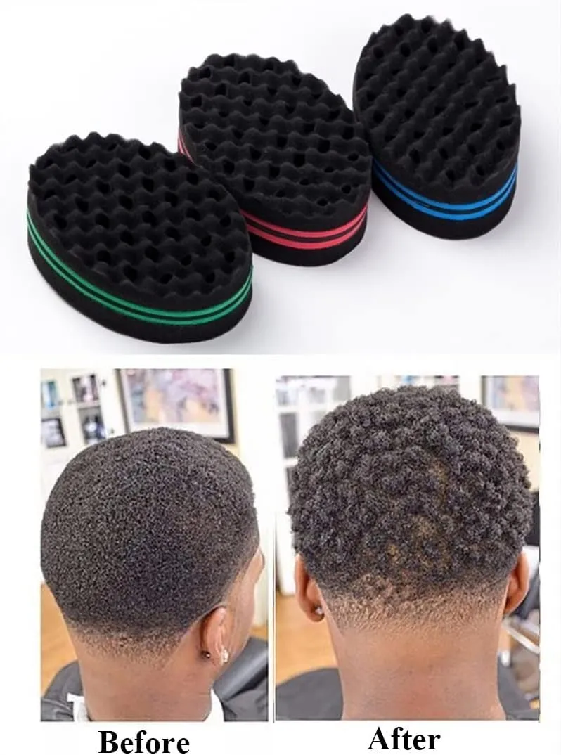 Oval Sponge Hair Brush Double Sided Hair Curler Wave-Shaped Hair Curl Magic Twist Hair Brush Sponge Hair Styling Tools(Yellow)