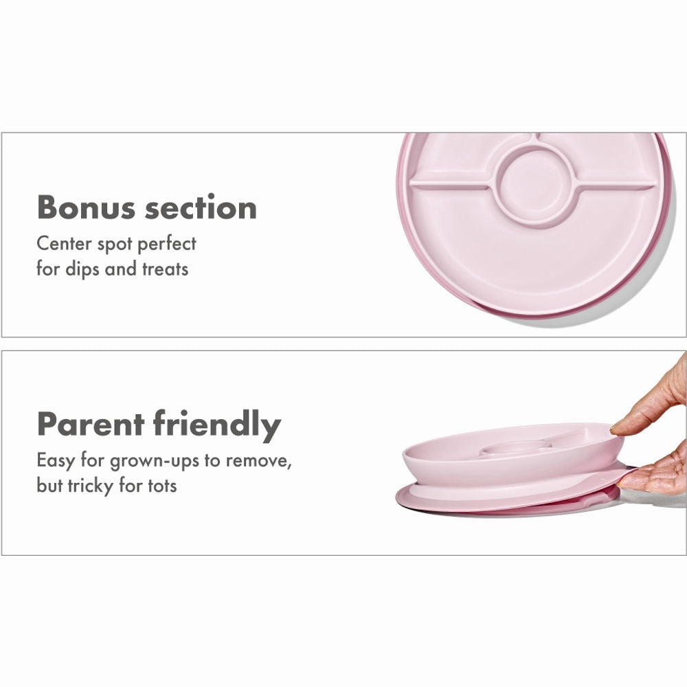 OXO Tot Stick & Stay Suction Divided Plate - Blossom