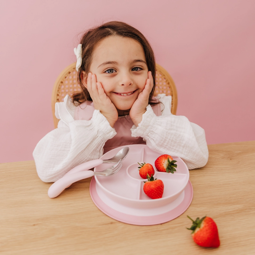 OXO Tot Stick & Stay Suction Divided Plate - Blossom