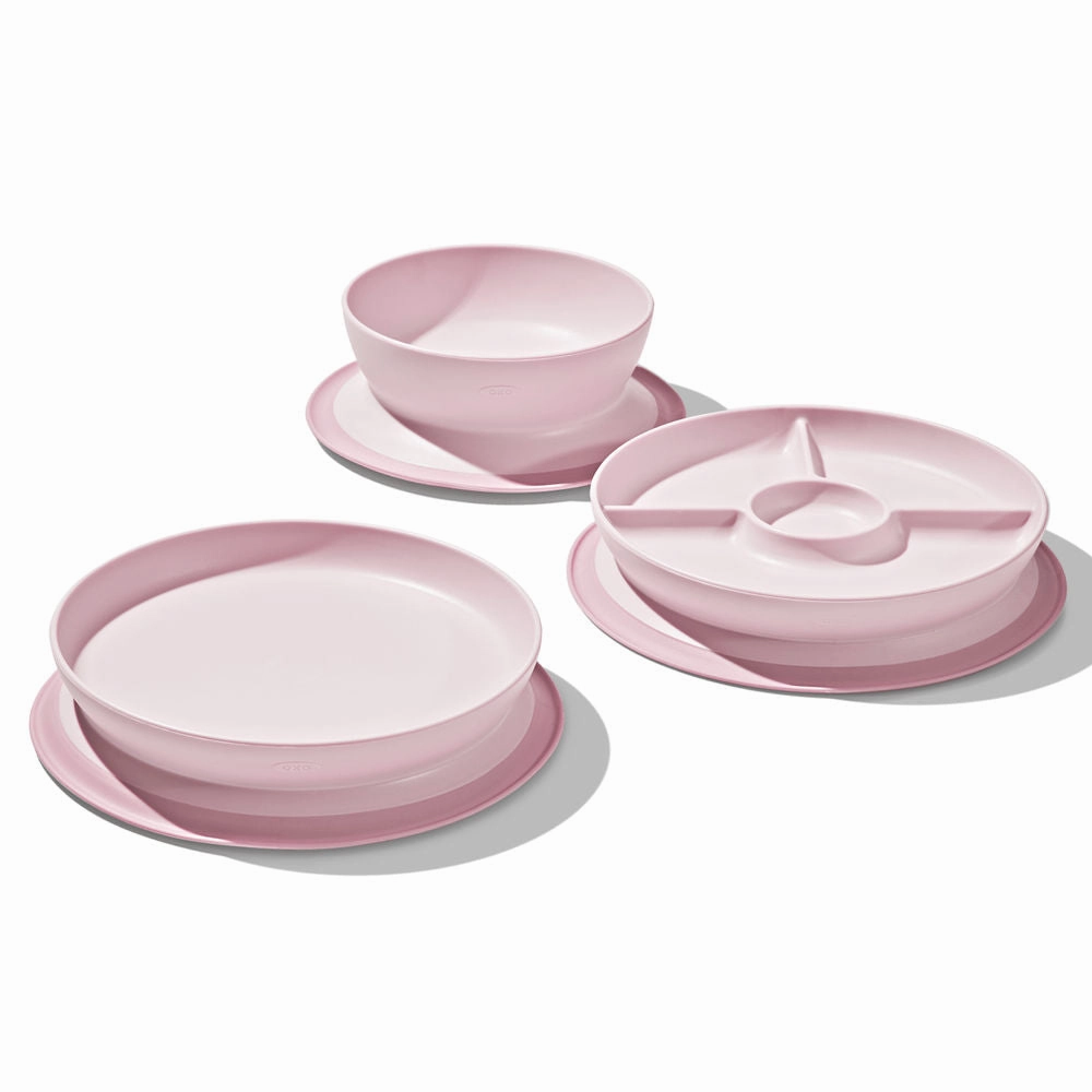 OXO Tot Stick & Stay Suction Divided Plate - Blossom