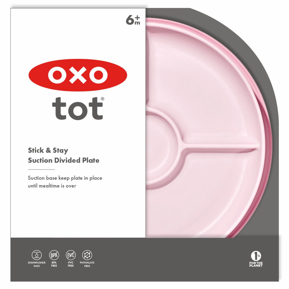 OXO Tot Stick & Stay Suction Divided Plate - Blossom