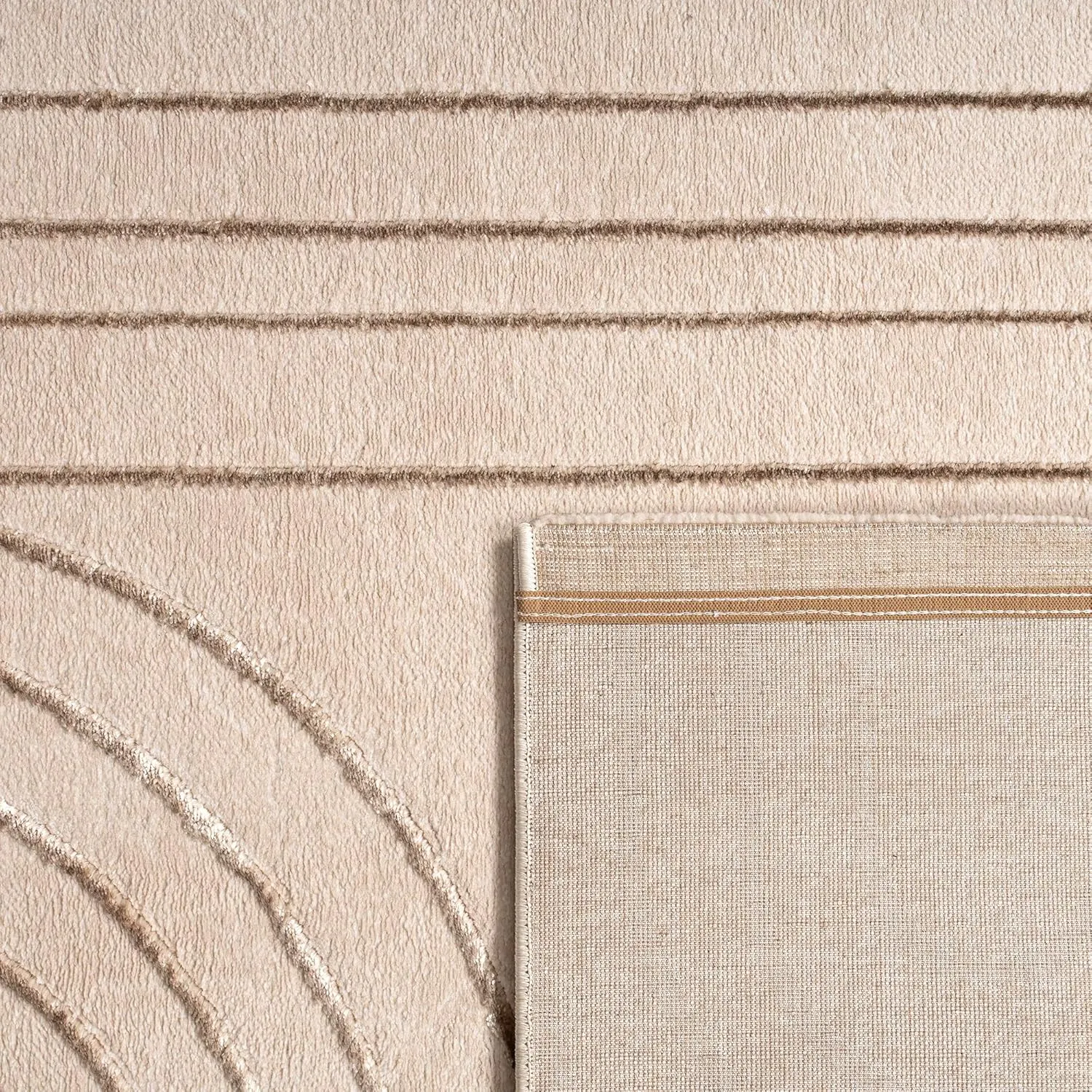 Paco Home Area Rug Boho Arch Pattern with Carved Lines in Beige Cream, Size: 2'8" x 4'11"