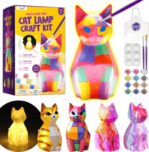 Paint Your Own Cat Lamp Kit, Art Supplies Arts & Crafts Kits, Painting kit for Kids 6-12, Arts and Crafts for Kids Ages 8-12, Toys Girls Boy Birthday Easter Gift Ages 3 4 5 6 7 8 9 10 11 12 