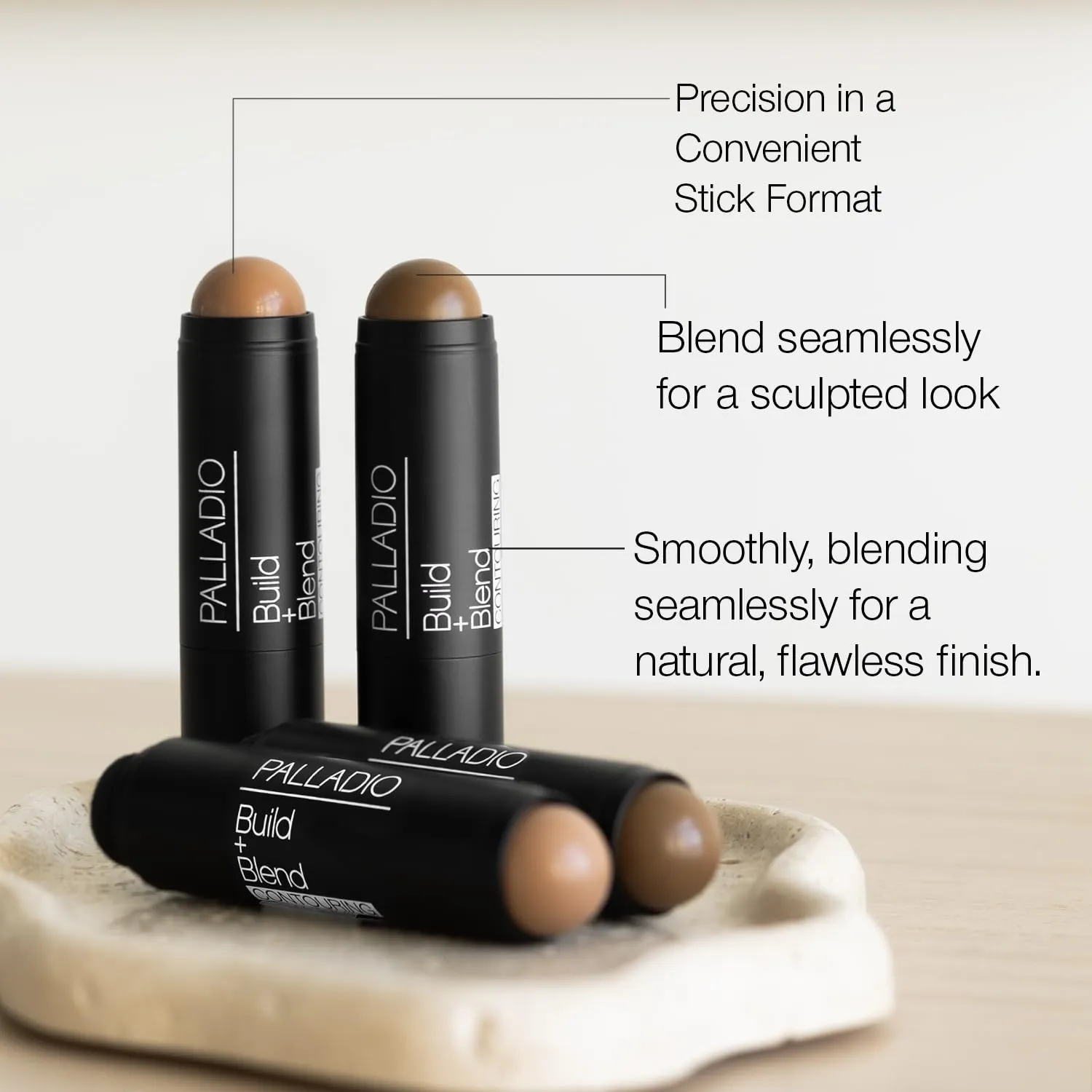 Palladio Contouring Makeup Stick BUILD   BLEND Contour Stick Makeup, Face Makeup for Perfect Sculpting Look, 0.23 Ounce (Warm Brown)