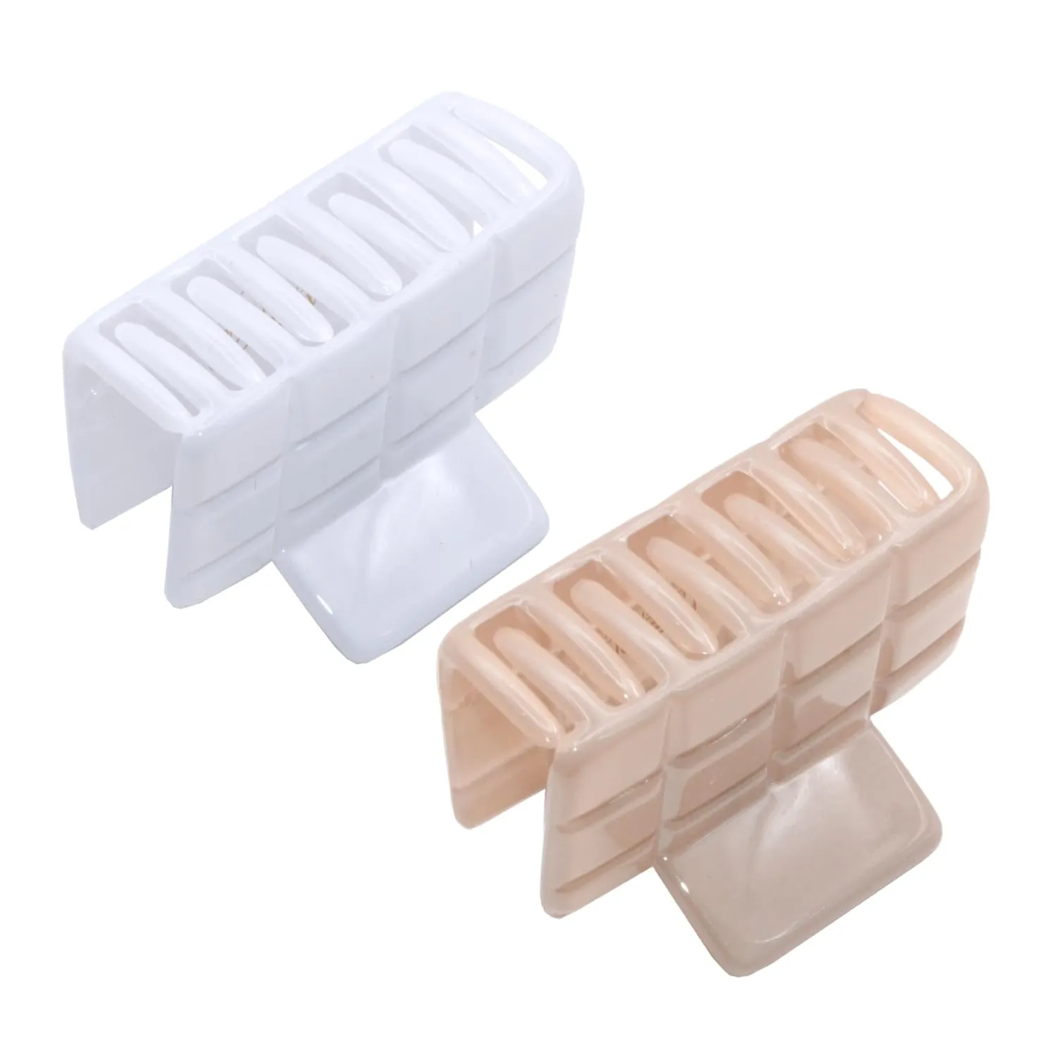 Parcelona French Checkered Small 2 1/4" Celluloid Acetate Set of 2 No Slip Grip Strong Hold Jaw Hair Claw Clips for Women (Blush Pink and White)