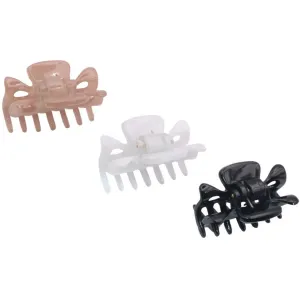 Parcelona French Classic Very Small 1 1/2" Claw Clips with Tight Spring Set of 3 Girls Hair Jaw Claw Clips Durable Styling Women Hair Accessories, Made in France (Blush Pink Black White)
