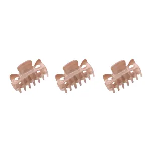 Parcelona French Classic Very Small 1 1/2" Claw Clips with Tight Spring Set of 3 Girls Hair Jaw Claw Clips Durable Styling Women Hair Accessories, Made in France (Blush Pink)