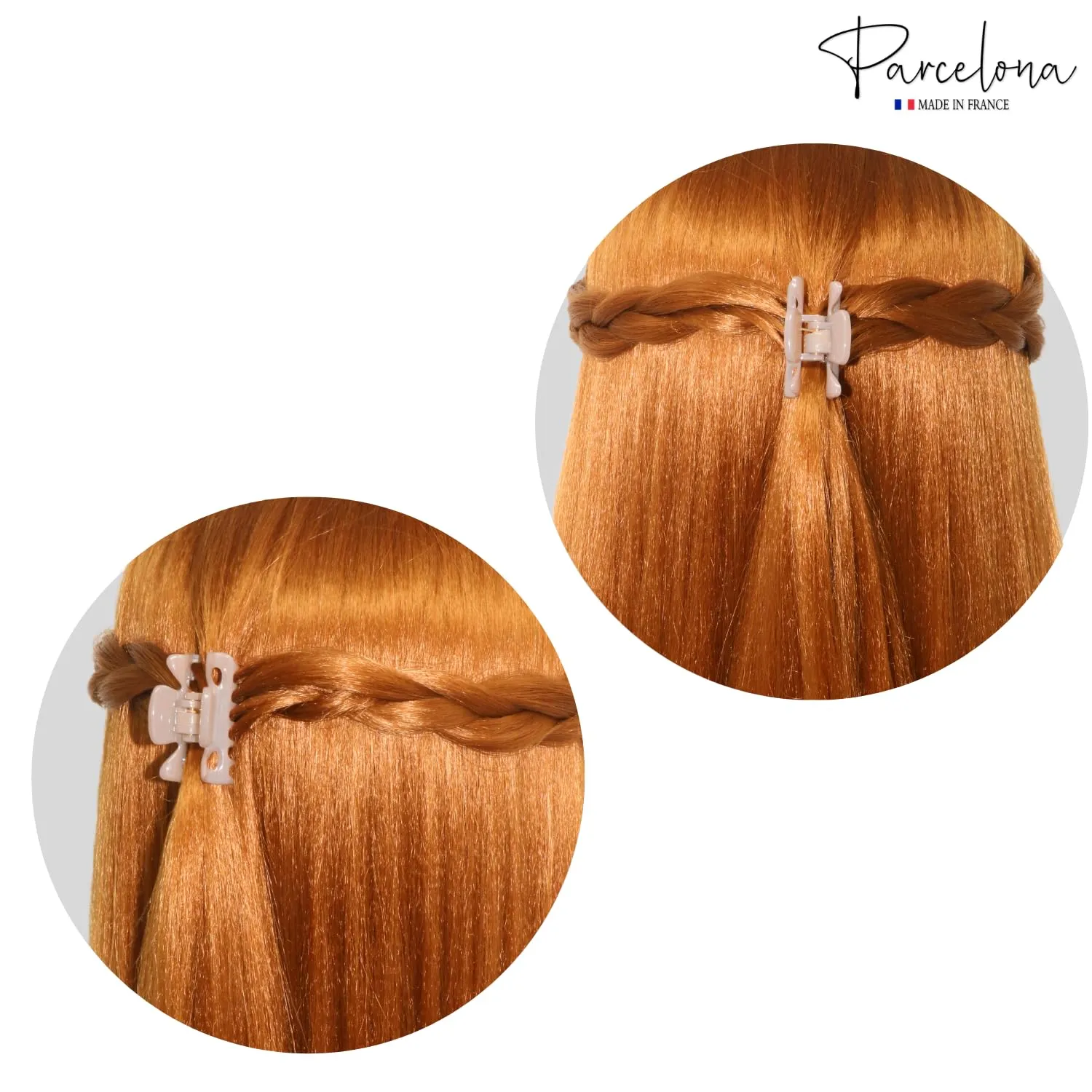 Parcelona French Classic Very Small 1 1/2" Claw Clips with Tight Spring Set of 3 Girls Hair Jaw Claw Clips Durable Styling Women Hair Accessories, Made in France (Blush Pink)