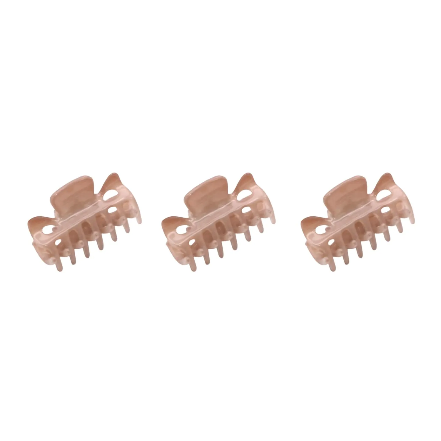 Parcelona French Classic Very Small 1 1/2" Claw Clips with Tight Spring Set of 3 Girls Hair Jaw Claw Clips Durable Styling Women Hair Accessories, Made in France (Blush Pink)