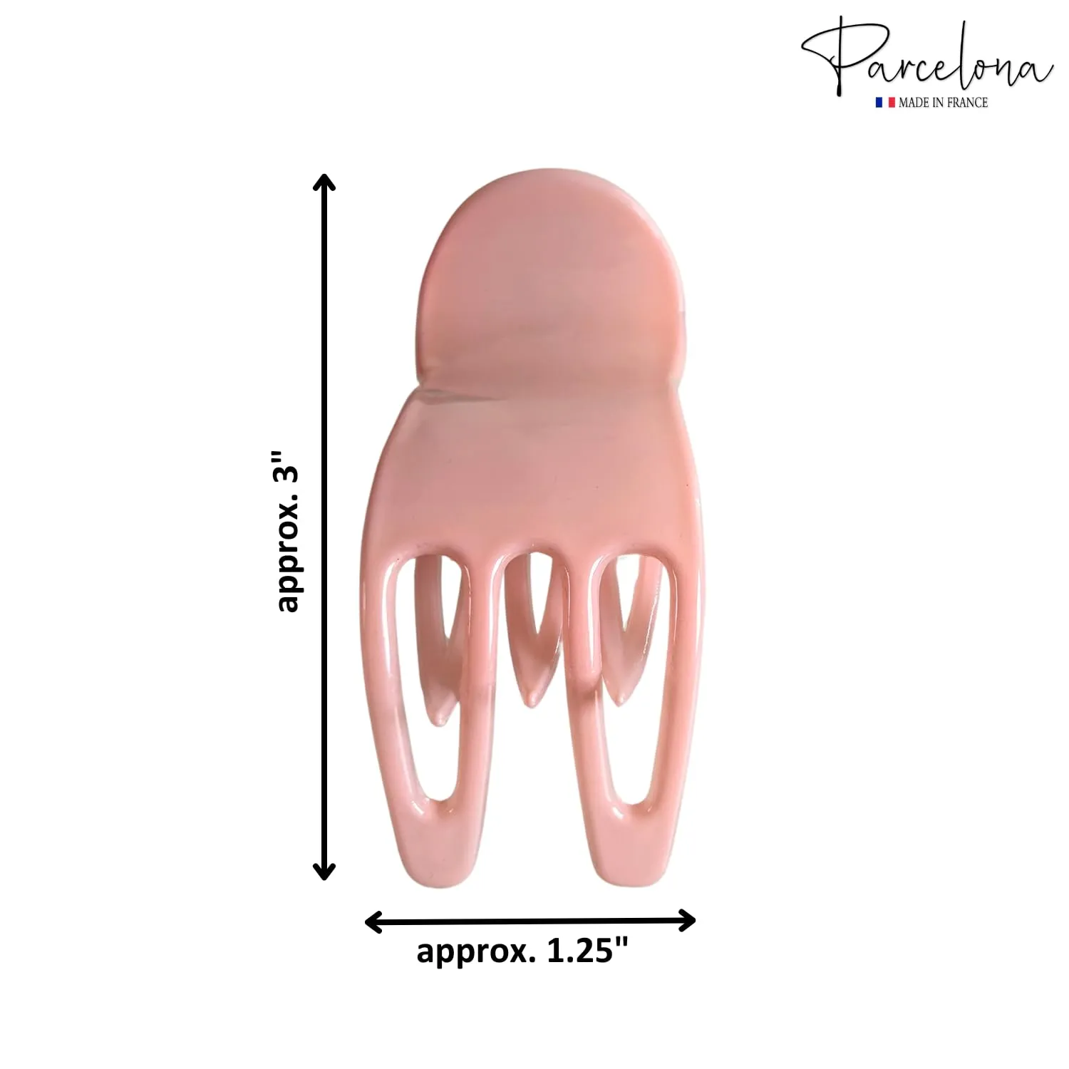 Parcelona French Simply Bear Paw Medium 3” Celluloid Acetate Set of 2 Side Slide In Jaw Yoga Fine Hair Claw Clip for Women and Girls (Blush Pink and Brown)