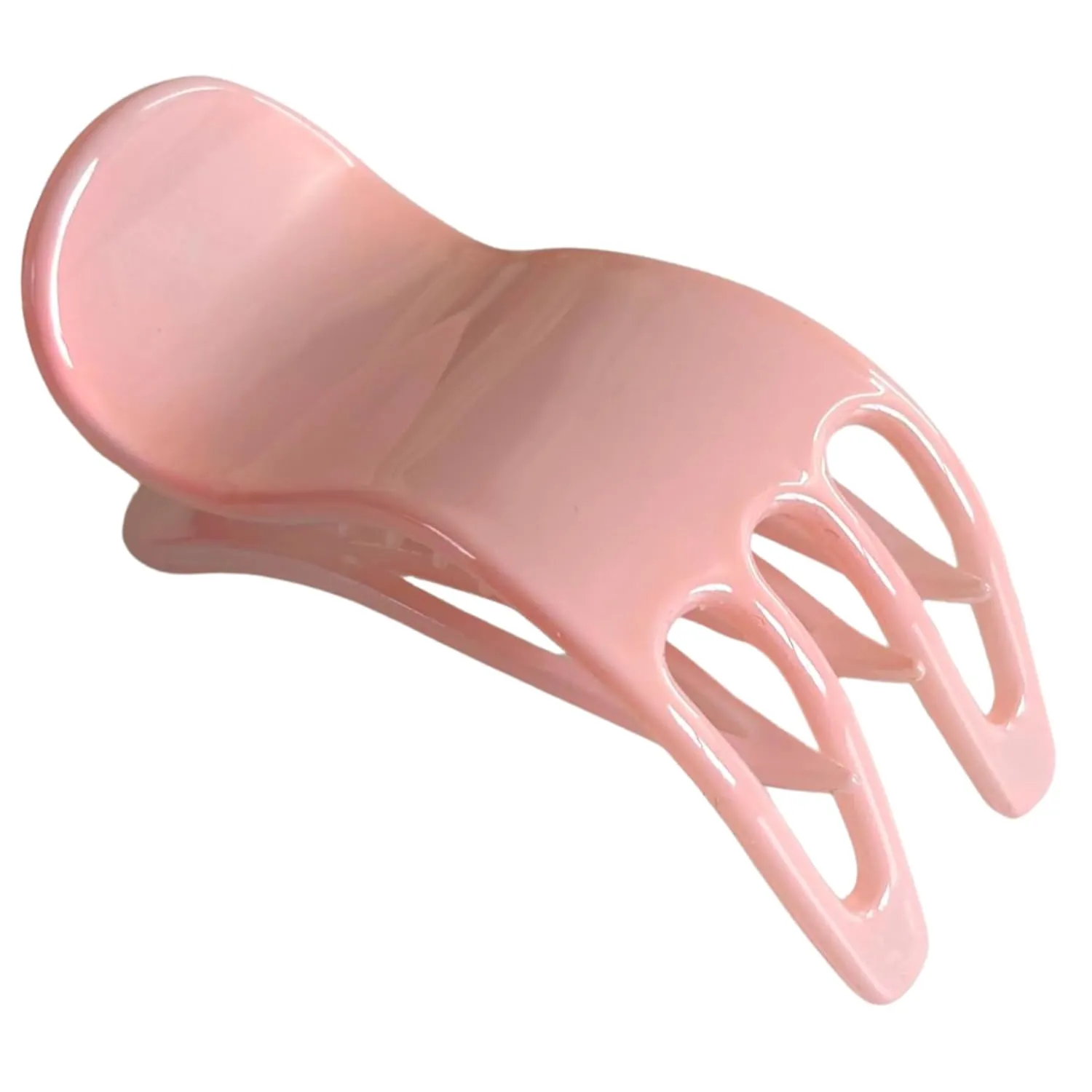 Parcelona French Simply Bear Paw Medium 3” Celluloid Non Slip Side Slide In Jaw Yoga for Fine Hair Fashion Durable Styling Women Hair Accessories Claw Clip for Girls, Made in France (Blush Pink)
