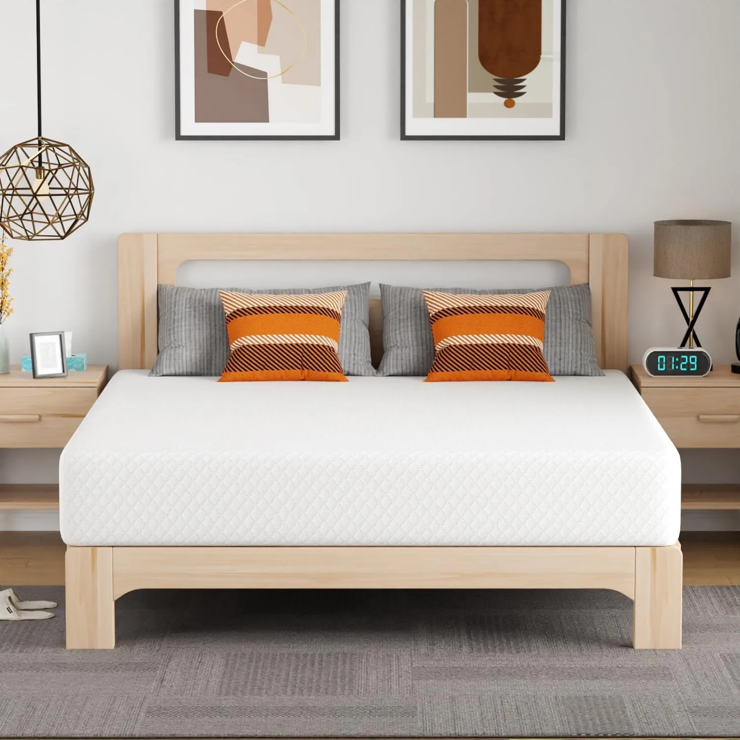 PayLessHere 12 Inch Gel Memory Foam Mattress/Bed-in-a-Box/Medium Firm Mattress with Removable Cover Fiberglass Free Home Furniture CertiPUR-US Certified/Pressure Relieving (King)