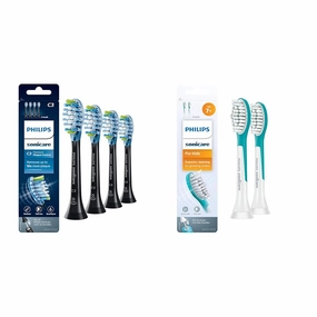 Philips Sonicare Genuine C3 Premium Plaque Control Replacement Toothbrush Heads, 4 Brush Heads & for Kids 7  Genuine Replacement Toothbrush Heads, 2 Brush Heads