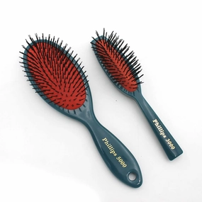 Phillips Brush 3000   5000 Cushion Hairbrush Combo Pack – Purse Sized   Full Sized Brushes, Teal Color with Flower Designs, Nylon Bristle Hair Brushes for Women