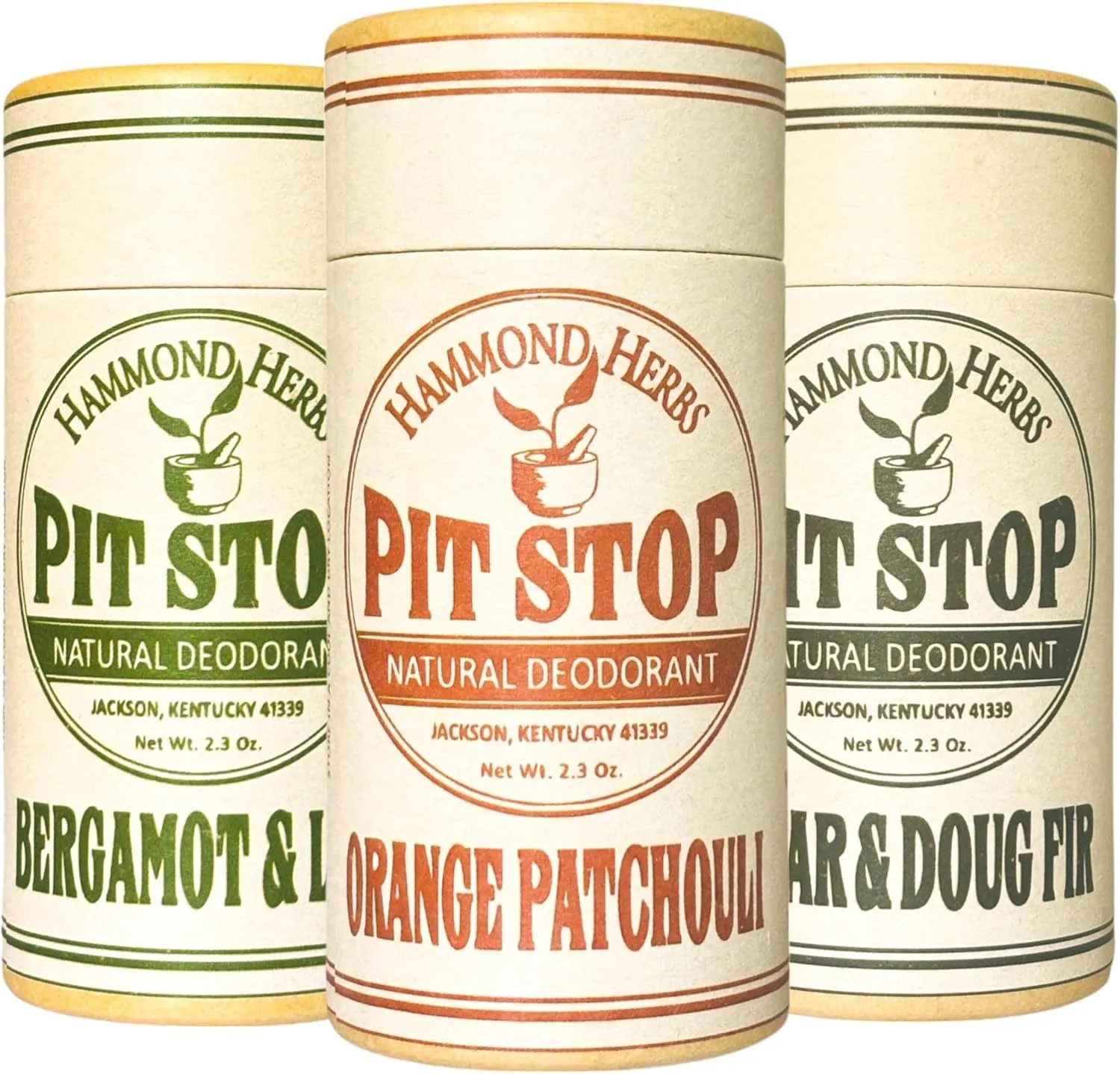 PIT STOP Deodorant - Aluminum-Free, Plastic-Free, All-Natural Odor Control, 3 Pack (Earthy)