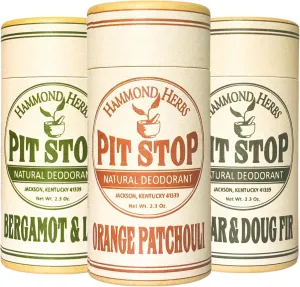 PIT STOP Deodorant - Aluminum-Free, Plastic-Free, All-Natural Odor Control, 3 Pack (Earthy)