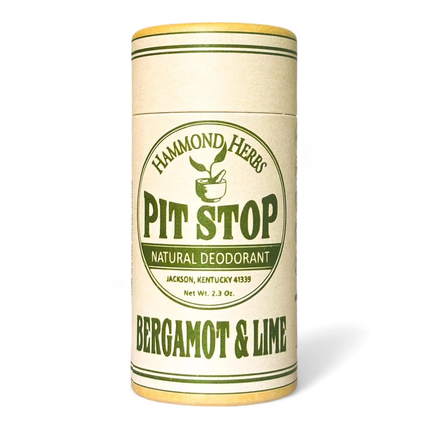 PIT STOP Deodorant - Aluminum-Free, Plastic-Free, All-Natural Odor Control (Bergamot & Lime)