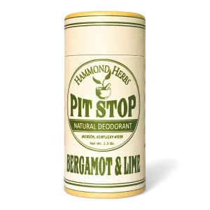 PIT STOP Deodorant - Aluminum-Free, Plastic-Free, All-Natural Odor Control (Bergamot & Lime)