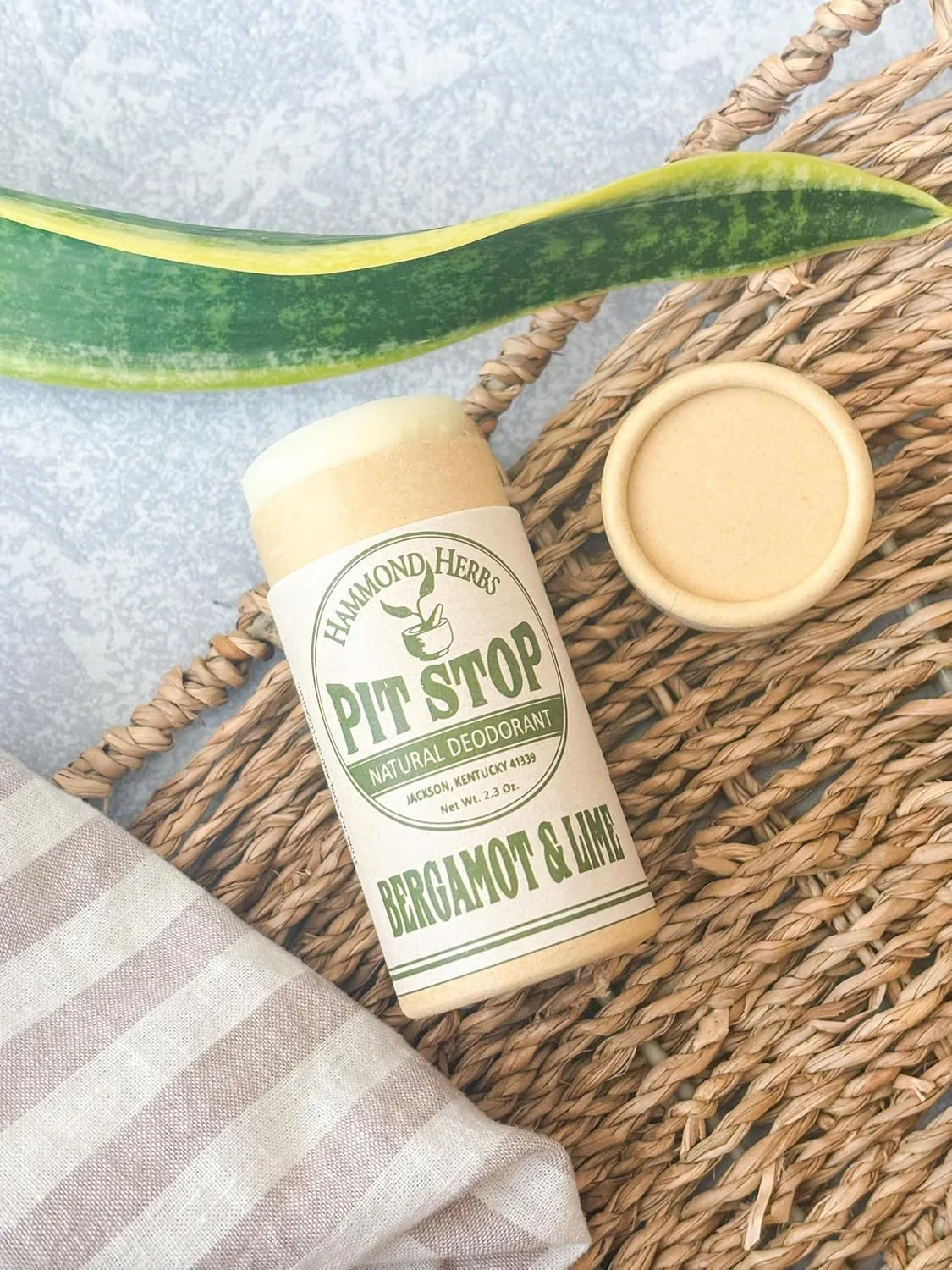 PIT STOP Deodorant - Aluminum-Free, Plastic-Free, All-Natural Odor Control (Bergamot & Lime)