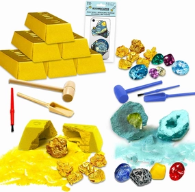 Platinum Series Diamond Digging Kit for Kids - Mining Toy Bundle with 12 Excavation Kits Including Mystery Gemstones and Tools for Boys, Girls | Gold Bar Digging Toy Set, STEM Party Favors