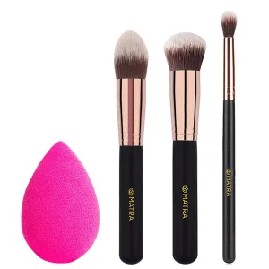Professional Everyday Makeup Essentials Brush Set with Beauty Blender Sponge| Foundation, Eyeshadow Blending & Blush Brush Kit with Synthetic Bristles