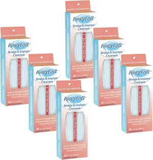 Proxysoft Dental Floss for Bridges and Implants 6 Packs - Floss Threaders for Bridges, Dental Implants, Braces with Extra-Thick Proxy Brush for Optimal Oral Hygiene -Teeth Bridge and Implant Cleaners