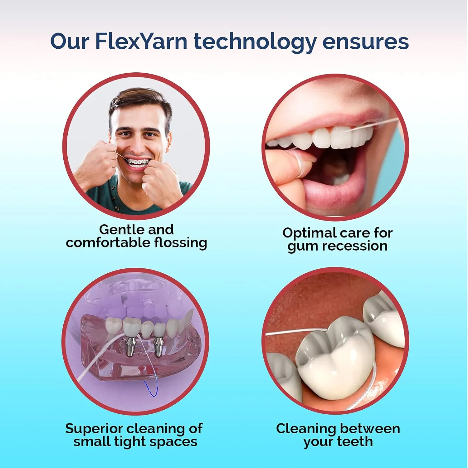 Proxysoft Dental Floss for Bridges and Implants 6 Packs - Floss Threaders for Bridges, Dental Implants, Braces with Extra-Thick Proxy Brush for Optimal Oral Hygiene -Teeth Bridge and Implant Cleaners