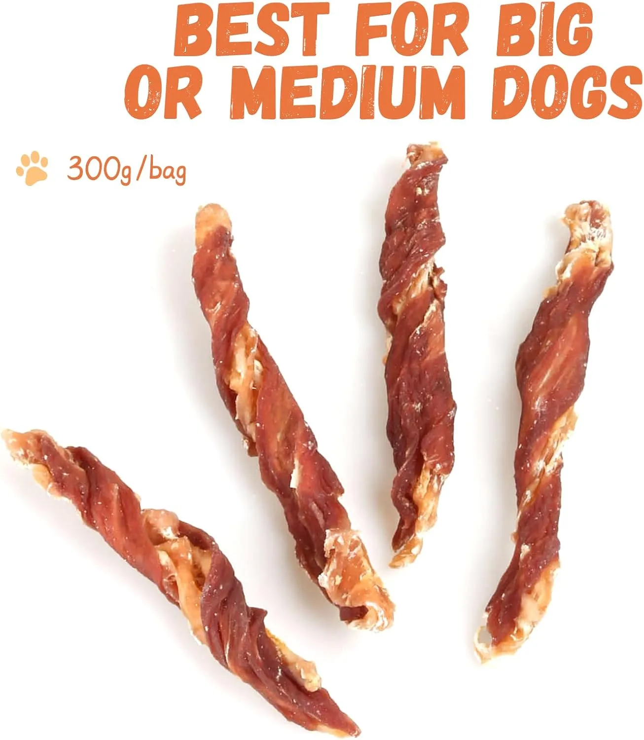 Pwamate Dog Jerky Treats, Triple Flavor Jerky Twist Sticks 5 inch, Chicken Duck Wrapped Cod Sticks Rawhide Free Grain Free Dog Training Snacks Chewy Stick Treats for Medium Large Dogs 10.58oz