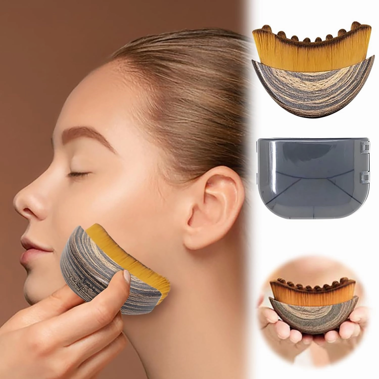 Qualfinvesly 𝐥𝐲𝐦𝐩𝐡𝐚𝐭𝐢𝐜 Contour Face Brush for 𝐋𝐲𝐦𝐩𝐡 𝐍𝐨𝐝𝐞𝐬, Festivalment Contour Face Brush, Dry Brushing Face Brushs (2pack)