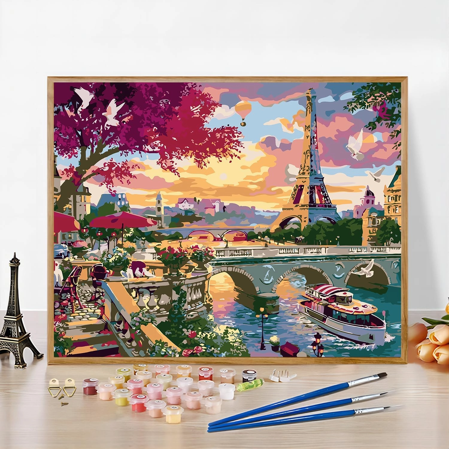 QUITEDEW Eiffel Tower Paint by Number for Adults,City Scenery Paint by Numbers,Landscape Paint by Numbers Kits Suitable for Home Wall Decoration 16x20 Inch.
