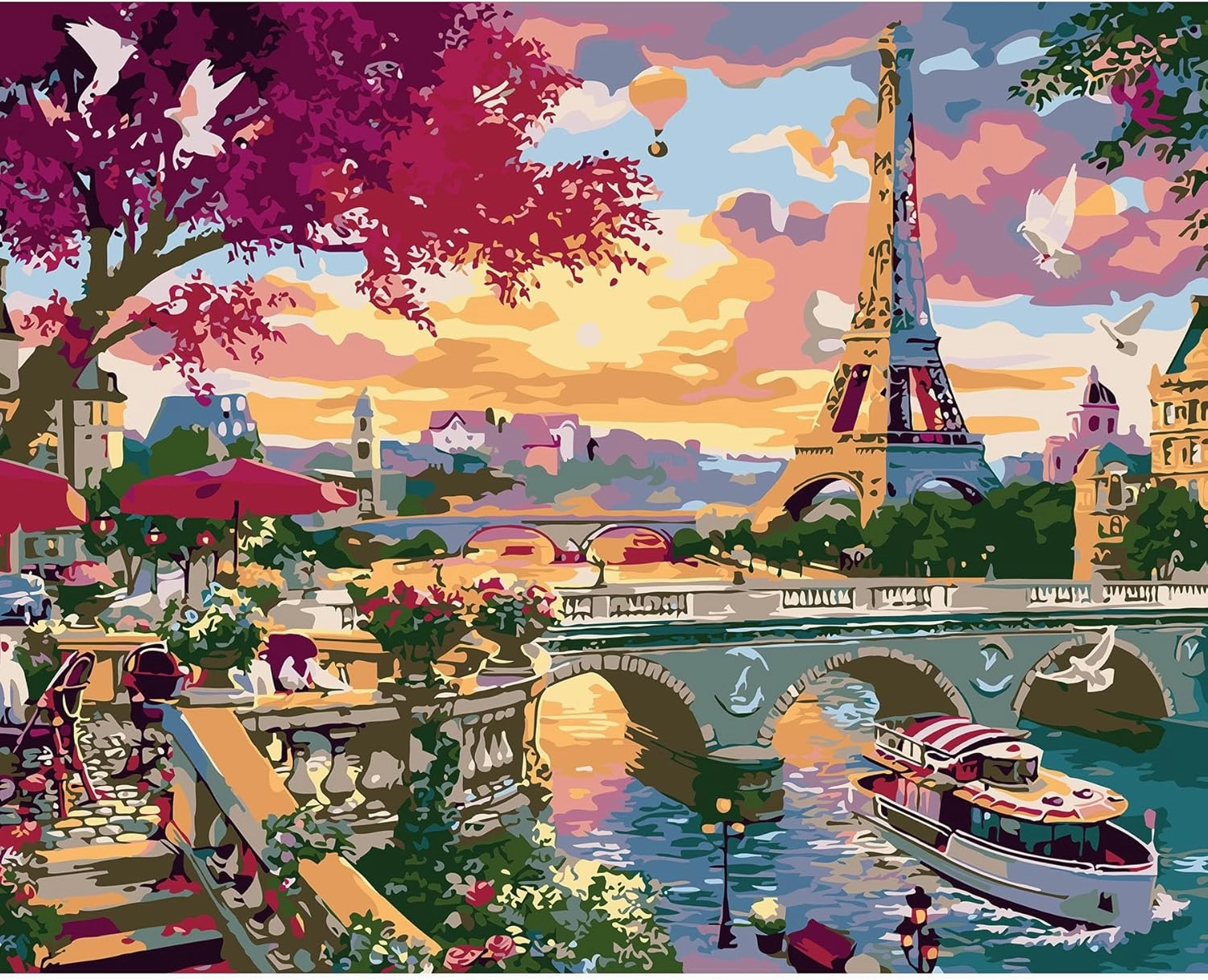 QUITEDEW Eiffel Tower Paint by Number for Adults,City Scenery Paint by Numbers,Landscape Paint by Numbers Kits Suitable for Home Wall Decoration 16x20 Inch.
