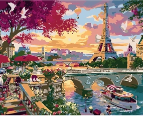 QUITEDEW Eiffel Tower Paint by Number for Adults,City Scenery Paint by Numbers,Landscape Paint by Numbers Kits Suitable for Home Wall Decoration 16x20 Inch.