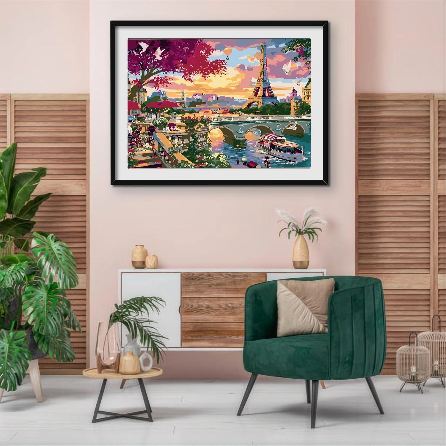 QUITEDEW Eiffel Tower Paint by Number for Adults,City Scenery Paint by Numbers,Landscape Paint by Numbers Kits Suitable for Home Wall Decoration 16x20 Inch.