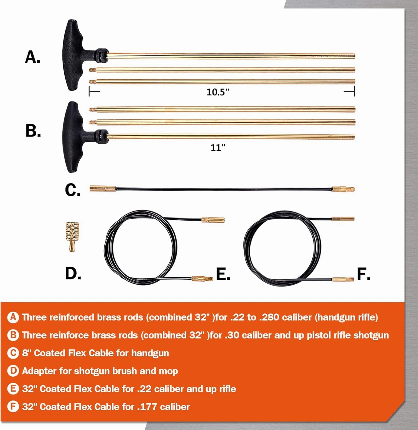 Raiseek Gun Cleaning Kit Rifle Pistol Shotgun Universal Cleaning Kit for 20GA 12GA .45 .40 .357/.380/.38/9MM .338 .325/8mm .30/7.62MM .270 .250 .243 .22 .17 All Calibers