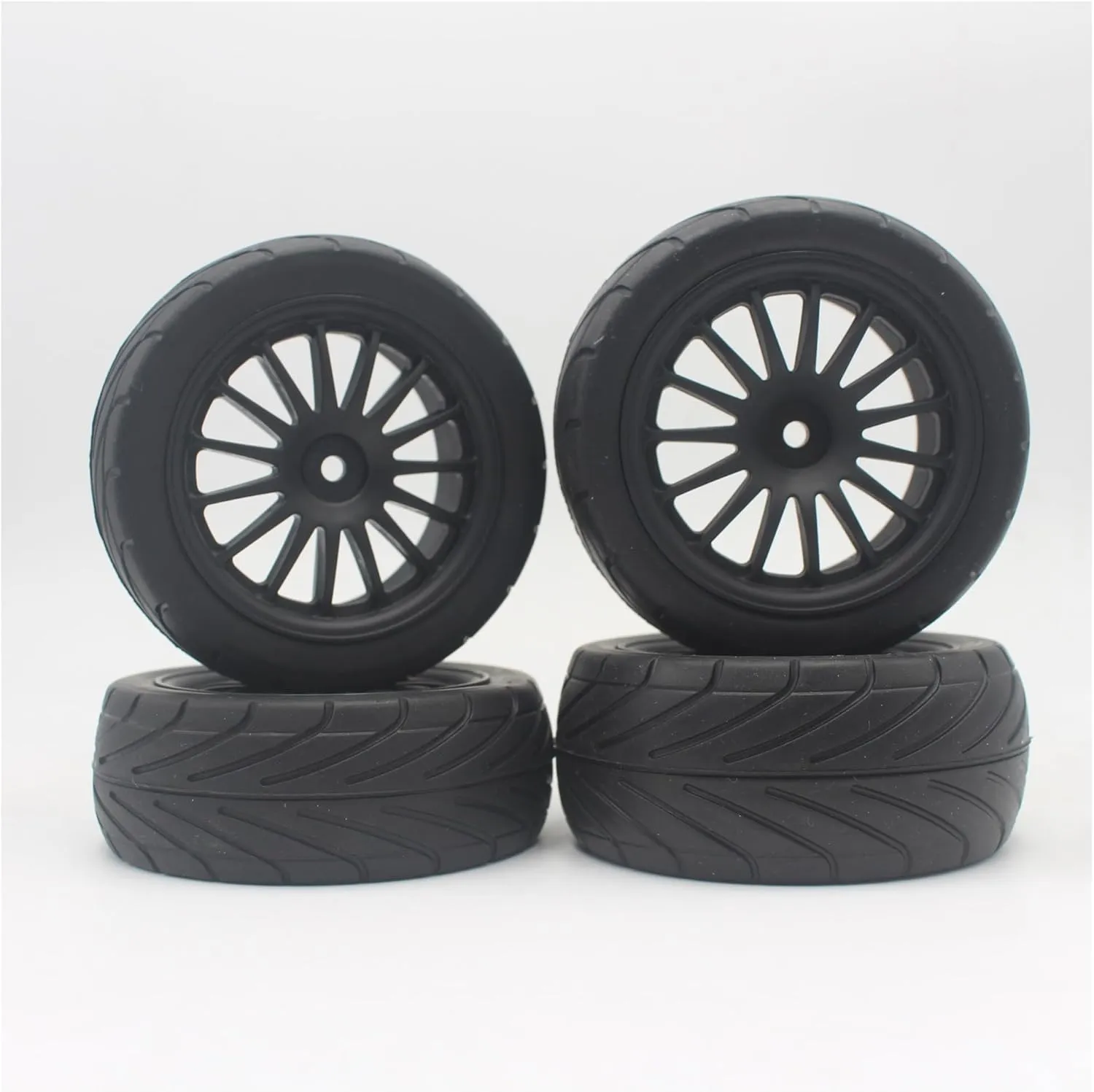 RC Tyre Set for Buggy for Tamiya for Toys 144001 for HSP 94107 Car 1:10 4WD 4pcs 1/10 for Buggy On-Road Tires Tyre Nylon Wheel(Black)