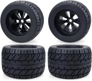 Rc Wheel Rim Tire for ARRMA for Traxxas 1/8 Wheels Tires 170mm 165mm Tyre Weel 17mm Hex Hub Rubber Sponge for 1/8 RC Car for Monster Truck for Buggy 4PCS(A8021)