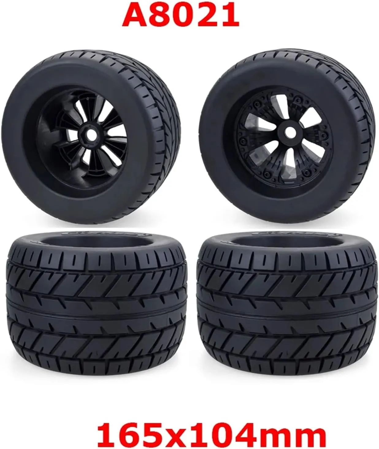Rc Wheel Rim Tire for ARRMA for Traxxas 1/8 Wheels Tires 170mm 165mm Tyre Weel 17mm Hex Hub Rubber Sponge for 1/8 RC Car for Monster Truck for Buggy 4PCS(A8021)
