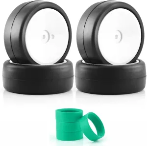Rc Wheel Rim Tire for Tamiya for TT01 02 for XV01 for PTG-2 for HPI for HSP Upgrade Parts 4Pcs Hot Melt Tyre Wheel 65 * 26mm Tire for 1/10 RC for Racing Car(B002)