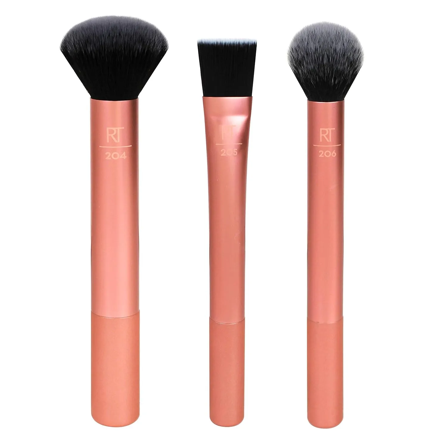 Real Techniques Flawless Base Makeup Brush Kit 2.0, Face Brush Set for Liquid, Cream, & Powder Products, Bronzer & Foundation, Streak Free Makeup Application, Soft Synthetic Brushes, 3 Piece Set