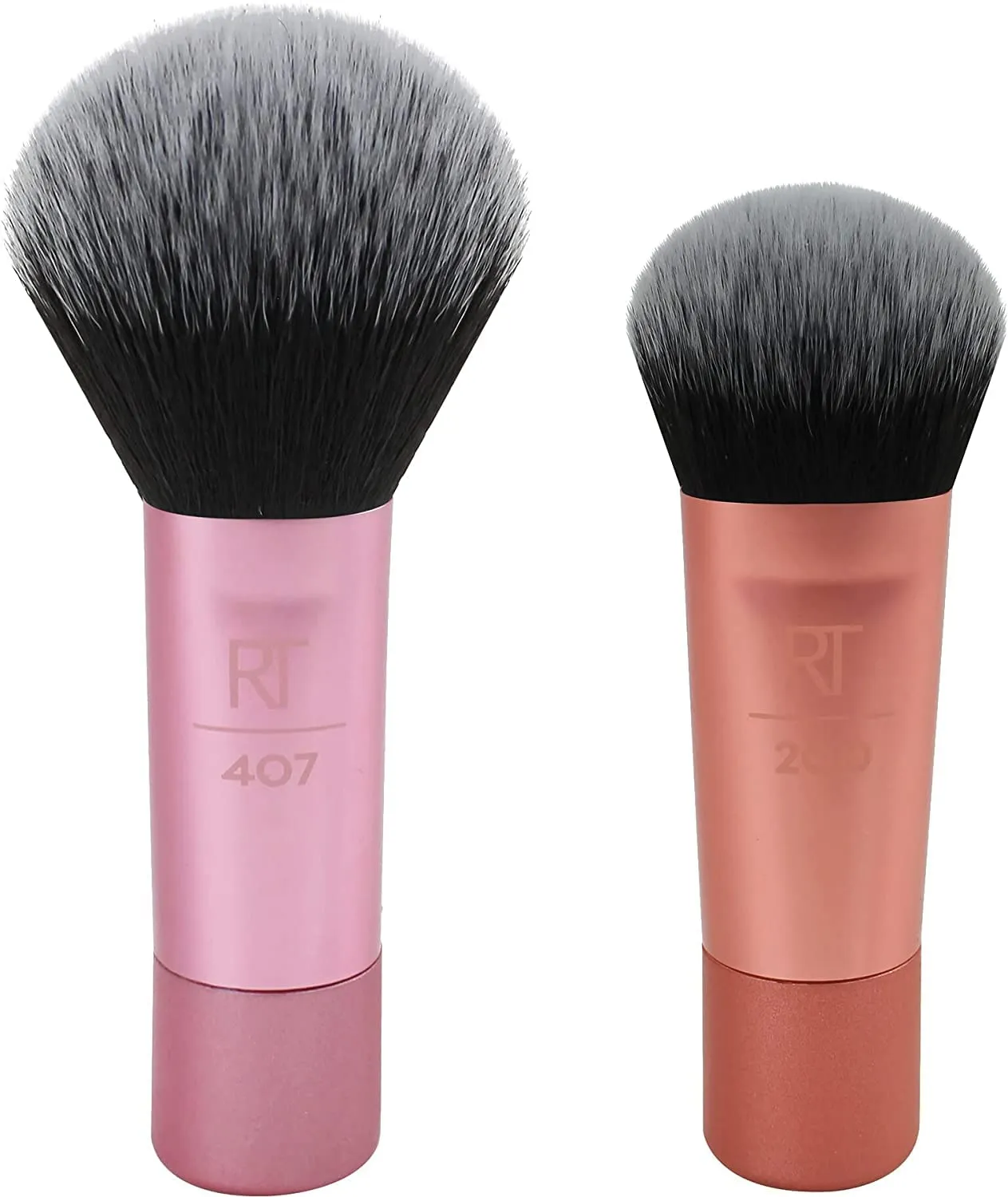 REAL TECHNIQUES Mini Brush Foundation and Blush Duo, Travel Size, For Loose Blush and Liquid Foundation, 2 Piece Set, Multicolor