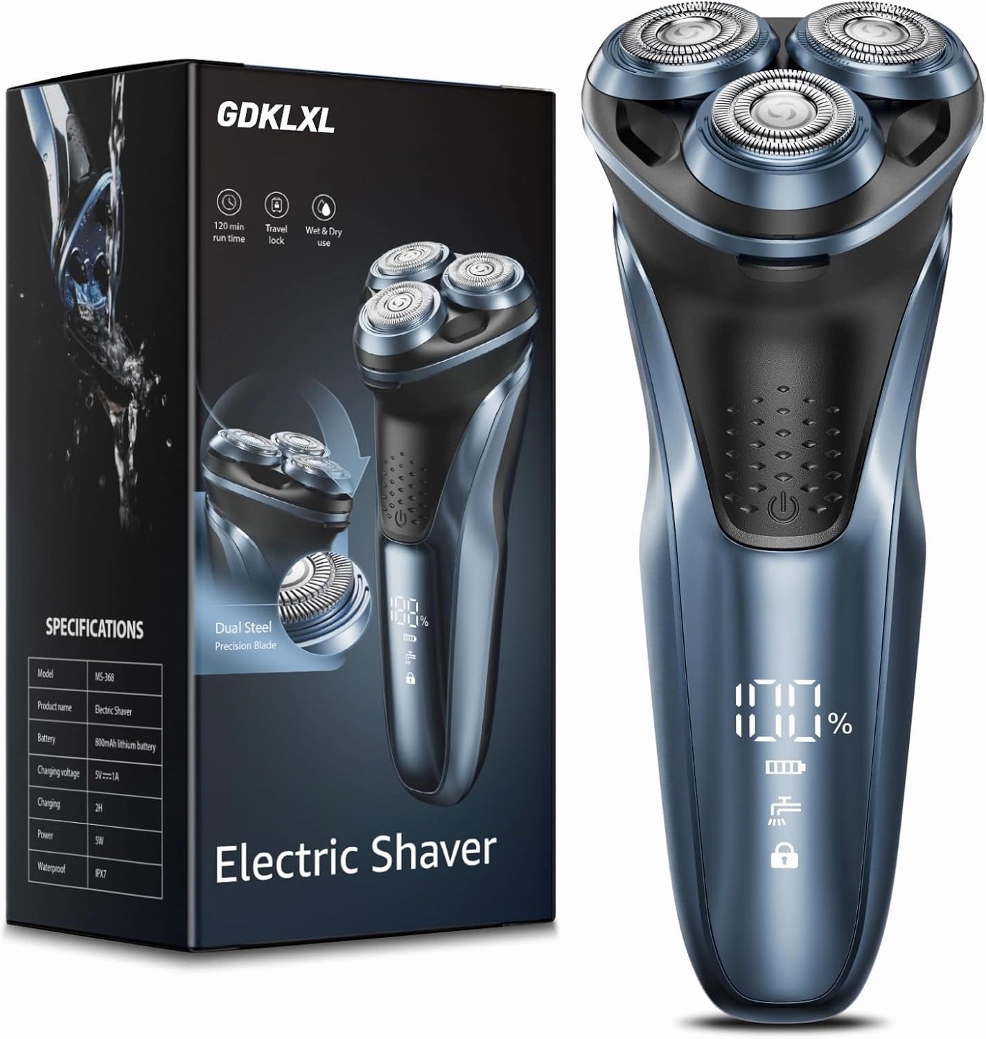 Rechargeable Electric Razor for Men: IPX7 Waterproof Shaver - 1.5H Fast Charge, 4D Flex Precision Blades with Pop-Up Trimmer - Gentle on Sensitive Skin, Perfect for Travel