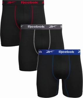 Reebok Mens Boxer Briefs - 3 Pack Stretch Moisture Wicking Mens Underwear with Contour Pouch Boxers for Men (Sizes: S-XL)