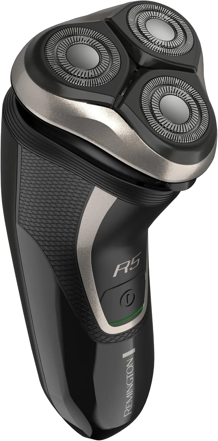 Remington R5 Style Series Rotary Shaver for Men, Smooth Glide for Sensitive Skin Comfort, Waterproof Rechargeable Electric Razor with Graphite Coating and Contour Technology