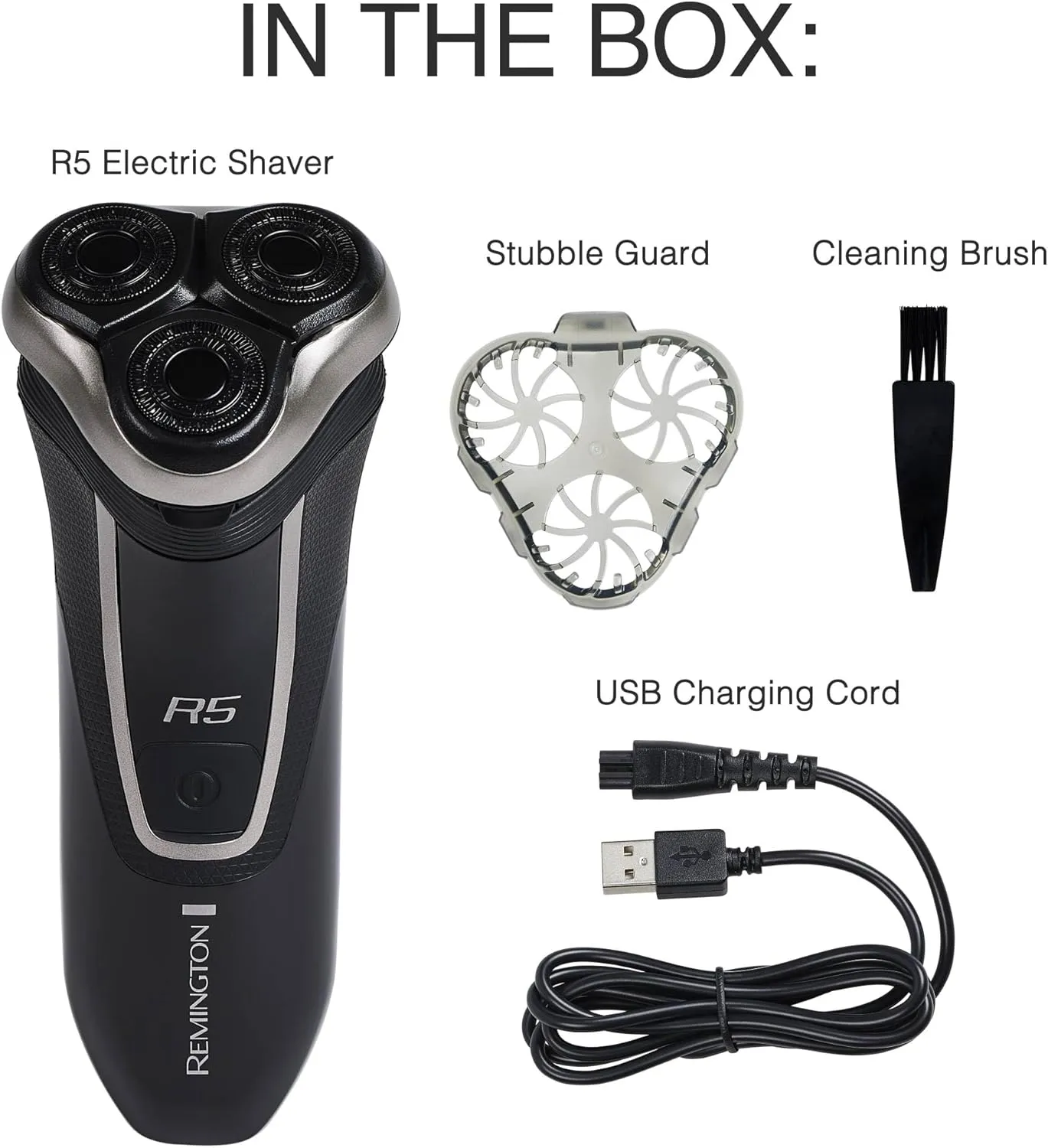 Remington R5 Style Series Rotary Shaver for Men, Smooth Glide for Sensitive Skin Comfort, Waterproof Rechargeable Electric Razor with Graphite Coating and Contour Technology