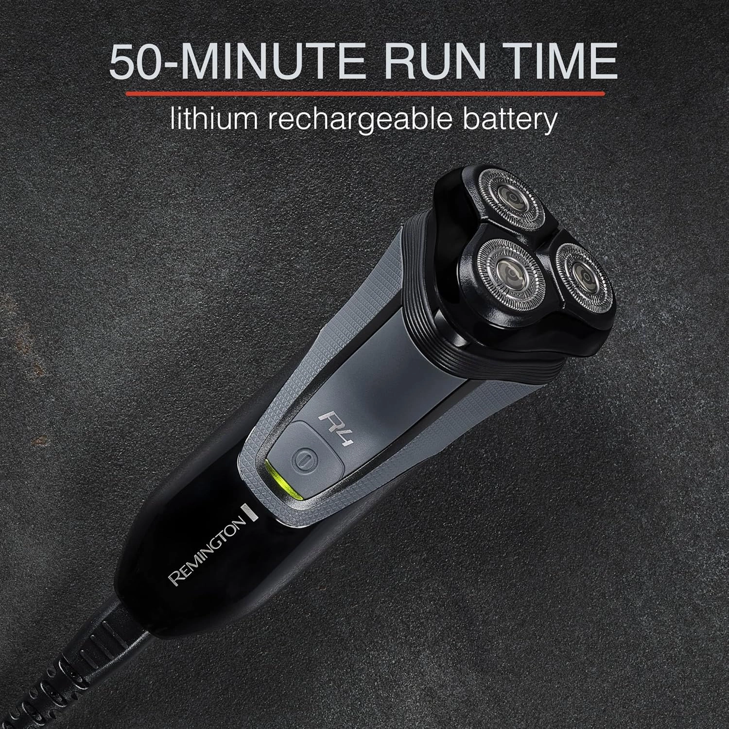 Remington R4 Style Series Rotary Shaver for Men, Flexing Technology and Sensitive Skin Comfort, Rechargeable Wet or Dry Electric Razor with Graphite Coating, Pop Up Trimmer, and Stubble Attachment