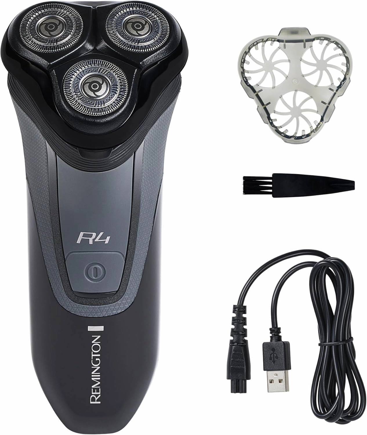Remington R4 Style Series Rotary Shaver for Men, Flexing Technology and Sensitive Skin Comfort, Rechargeable Wet or Dry Electric Razor with Graphite Coating, Pop Up Trimmer, and Stubble Attachment