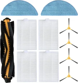 Replacement Accessories kit for iHome AutoVac Eclipse/iHome AutoVac Eclipse G Robot Vacuum Cleaner, Parts 1 Main Brush 4 Side Brushes 4 Hepa Filters 2 Mop Pads