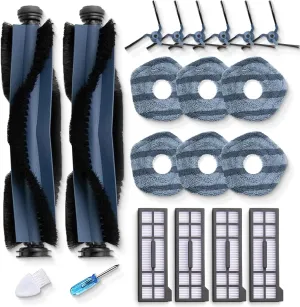 Replacement Parts Accessories Kit for Eufy X10 Pro Omni,6 Mop Pads Cloth, 2 Roller Main Brushes,4 Filters HEPA, 6 Side Brushes (18-Pack)