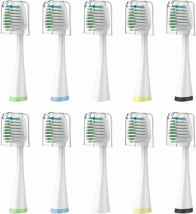 Replacement Brush Heads for Smile Bright Platinum Sonic Electric Toothbrush, Soft Bristles, 10-Pack, with Covers